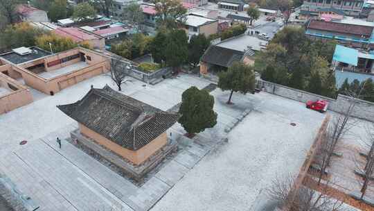 山西运城芮城广仁王庙航拍古建筑风景