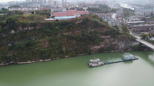 航拍湖北宜昌西陵区跨江大桥