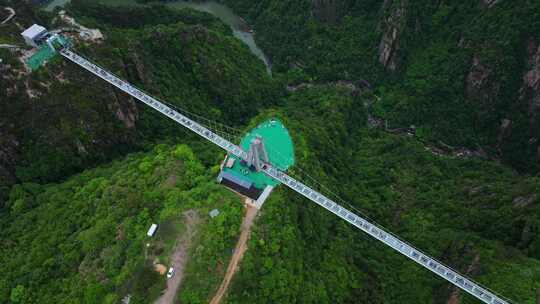 航拍浙江台州市天台山风景区大瀑布琼台景区