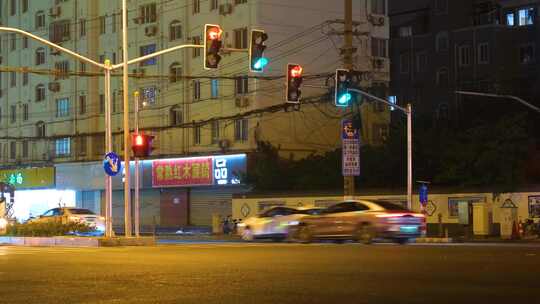 城市下班高峰期夜晚夜景交通汽车车辆车流人