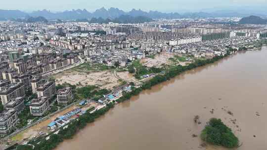 桂林夏季洪水暴雨后