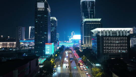 上海五角场夜景航拍