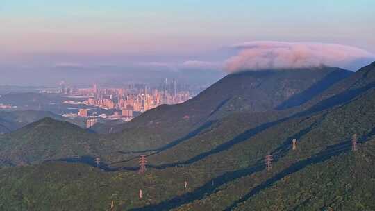 深圳罗湖CBD大湾区京基大厦日落蓝调航拍