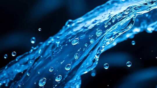 蓝色水花气泡微距画面