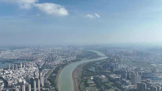 泉州大景航拍市区全景晋江两岸经济城市发展