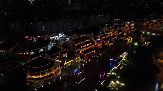 无锡南禅寺夜景4K航拍原素材视频素材模板下载