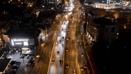 延安高架夜景延时航拍