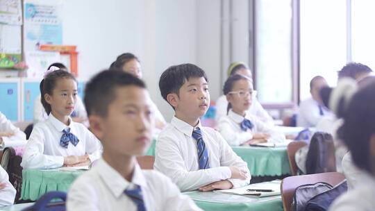 小学生 学校 上课 举手