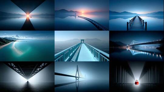 壮丽跨海大桥 气势磅礴 连接两岸高清在线视频素材下载