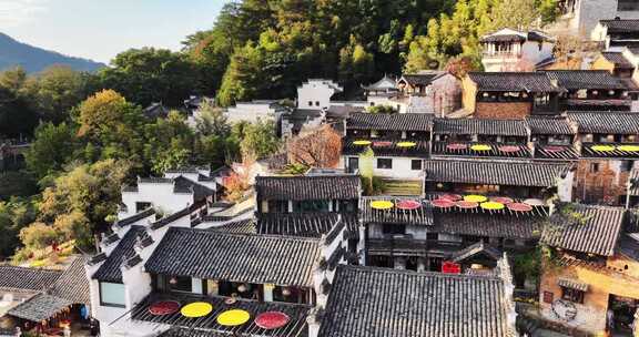 江西婺源篁岭美丽乡村晒秋航拍