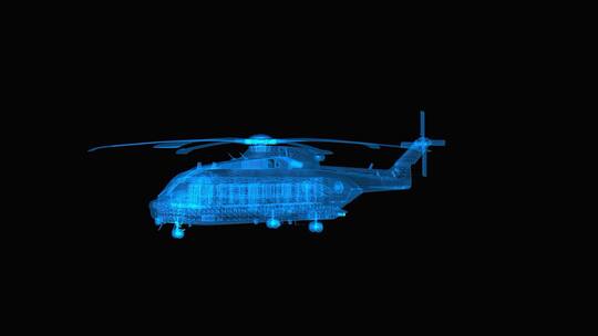 直升机三维立体模型元素展示AE视频素材教程下载