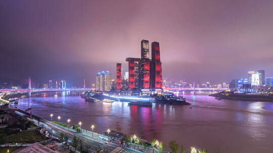 重庆朝天门两江夜景延时