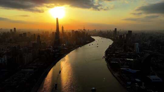 4K上海黄浦江城市航拍