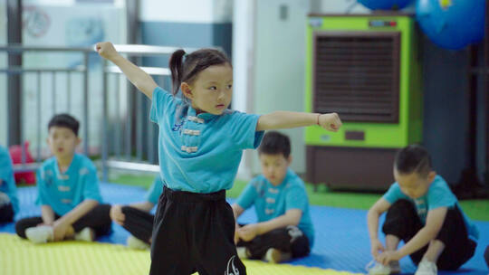 孩子学习中华传统武术视频素材模板下载