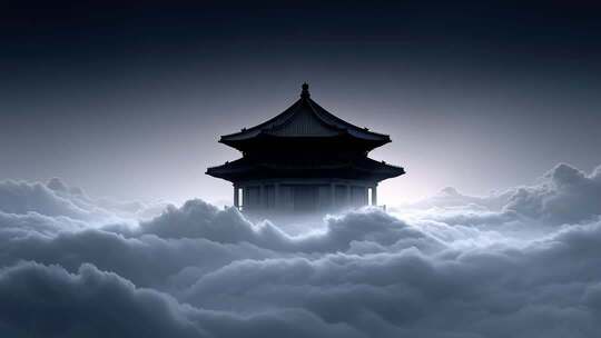 云雾缭绕下的唐朝古建筑尽显神秘