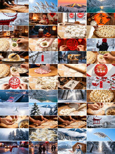 冬至节气 唯美冬日雪景 包饺子 节日氛围高清在线视频素材下载