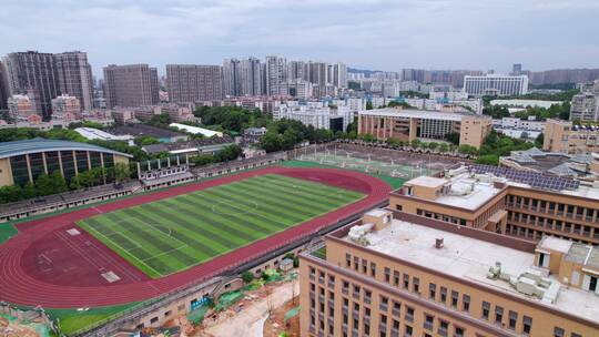 城市运动场田径场足球场航拍视频素材模板下载