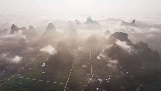 桂林风光 桂林山水 桂林航拍风光风景日出