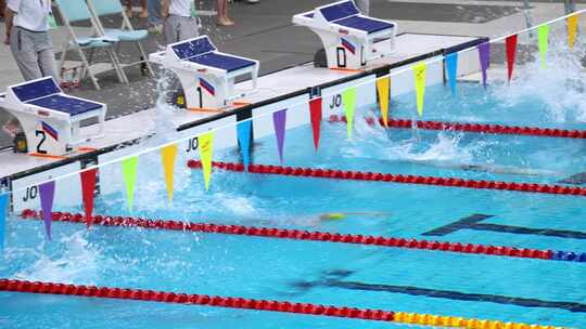 水立方国家游泳中心青少年游泳比赛蛙泳比赛