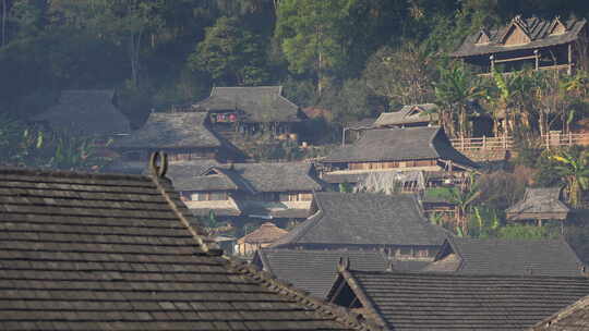 古寨古镇西双版纳普洱建筑视频素材模板下载