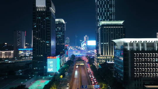 上海五角场夜景航拍视频素材模板下载