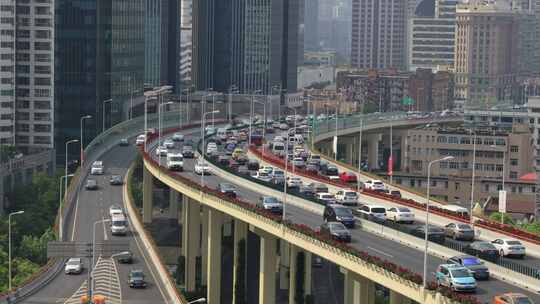 上海拥堵的城市交通实拍4K视频