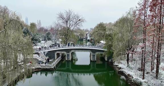 济南大明湖公园雪景航拍        荐