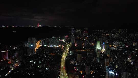 贵州贵阳城市夜景航拍