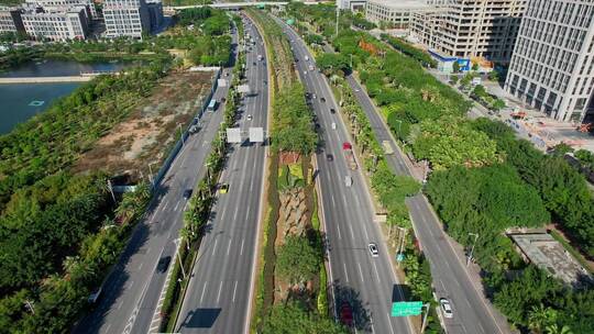 航拍厦门城市道路景观