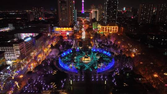4k航拍洛阳周王城广场灯光秀表演视频视频素材模板下载