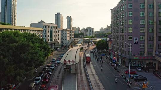 广西南宁城市公交BRT道路航拍