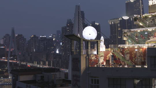 重庆航拍地标千厮门大桥夜景航拍