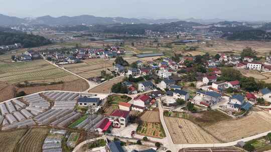 乡村田野乡村村落农田航拍