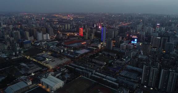 西安疫情街道夜景航拍万家灯火城市疫情晚上