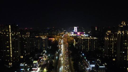 航拍福建福州尤溪大桥夜景灯光