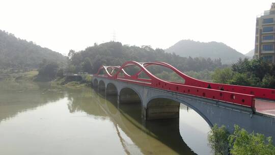 航拍杭州青山湖大桥