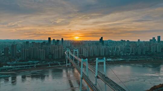 4K大气城市航拍日出日落夜景