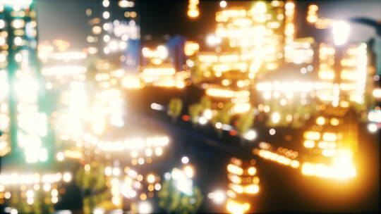 夜灯模糊的城市视频素材模板下载