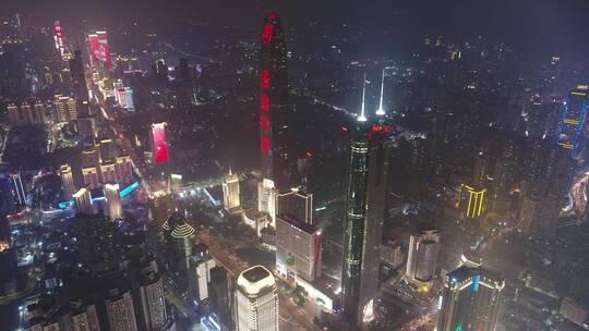 深圳大景夜景航拍福田罗湖南山区