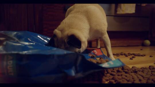 小狗在吃食物视频素材模板下载