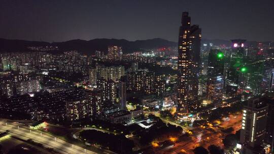 4K深圳福田区车公庙夜景航拍