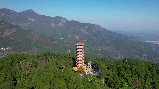 南岳衡山金刚舍利塔航拍风光4k