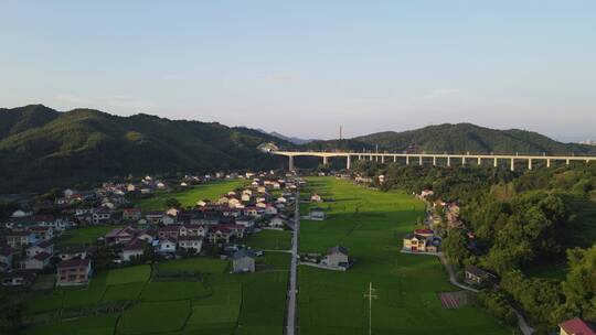 航拍美丽乡村田园农业种植稻田