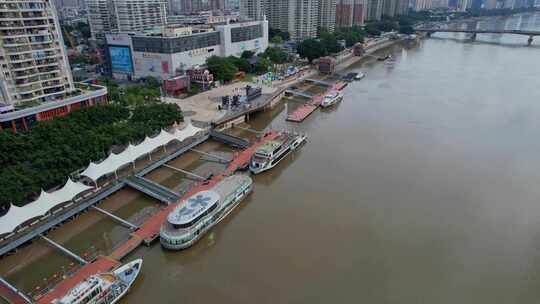 航拍福州闽江游台江码头