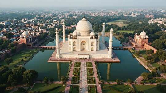 泰姬陵航拍全景
