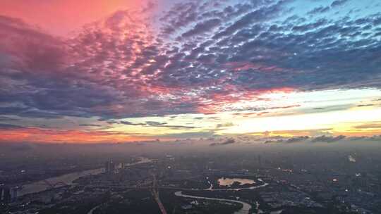 城市建筑都市日出日落朝阳晚霞夕阳黄昏航拍