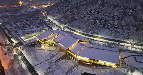 4k长沙岳麓山西大门雪后夜景航拍