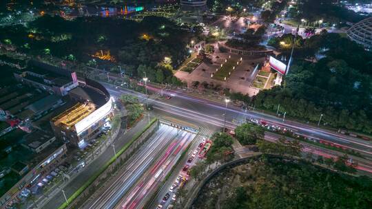 佛山_季华隧道_文华北路_航拍夜景车流4K视频素材模板下载