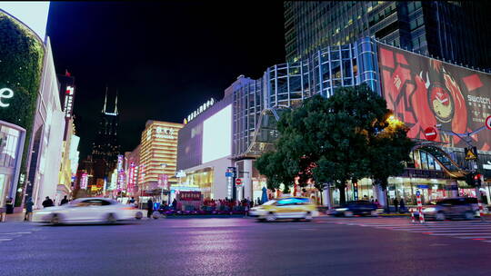 上海南京东路夜晚人流延时