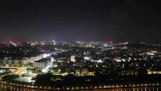 广东潮州古城夜景航拍